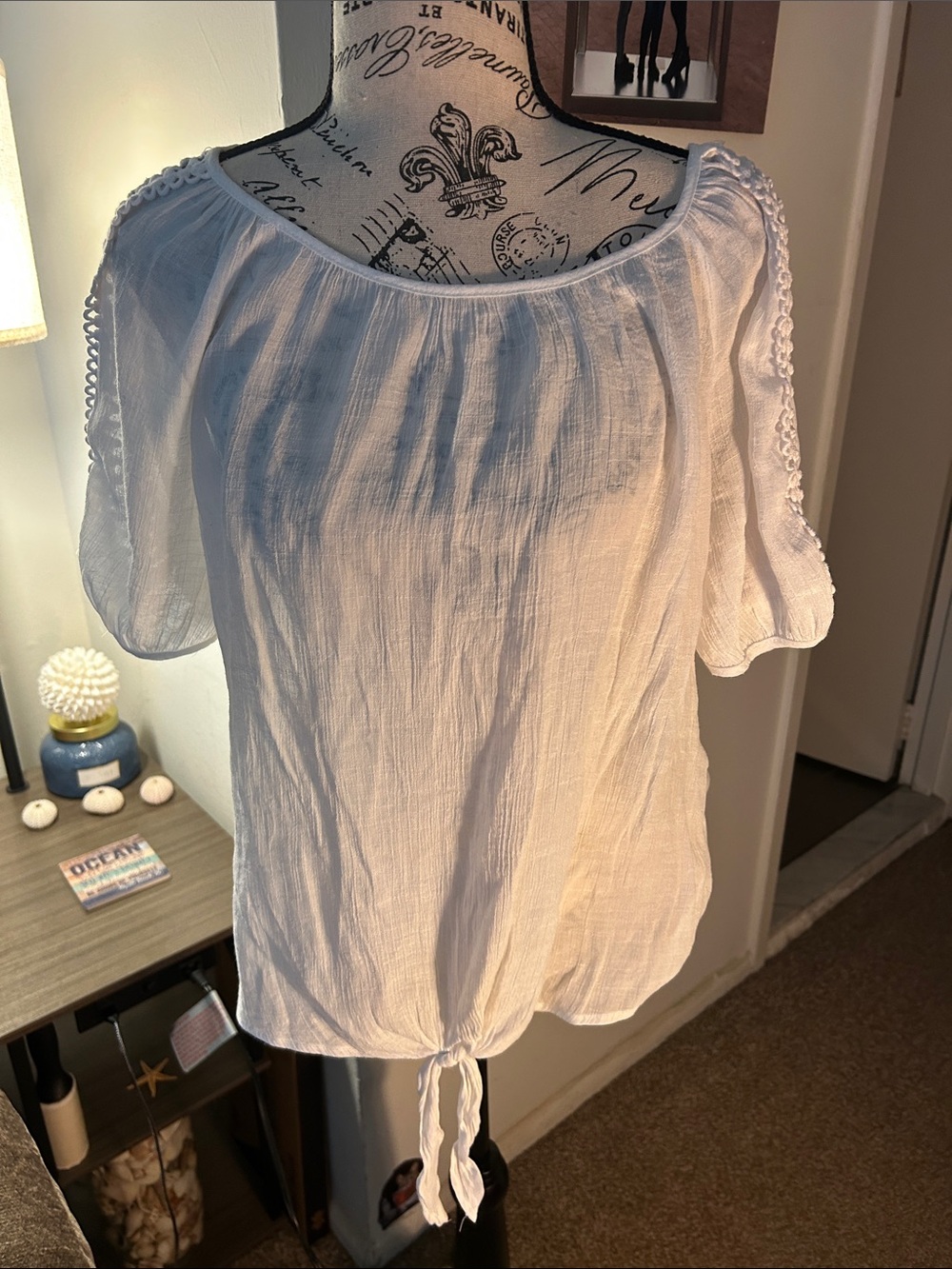 DC White Tie-Hem Peasant Blouse